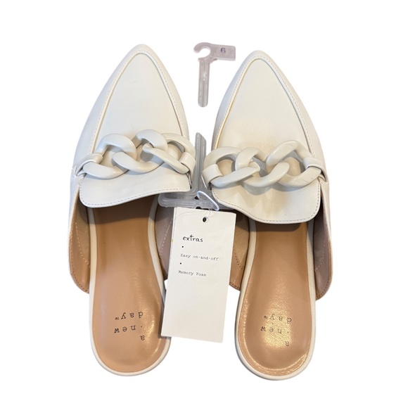 NWT A New Day Amber Slip-On Mule Flats Braided Woven Criss-Cross Chain Loafer - Picture 1 of 7